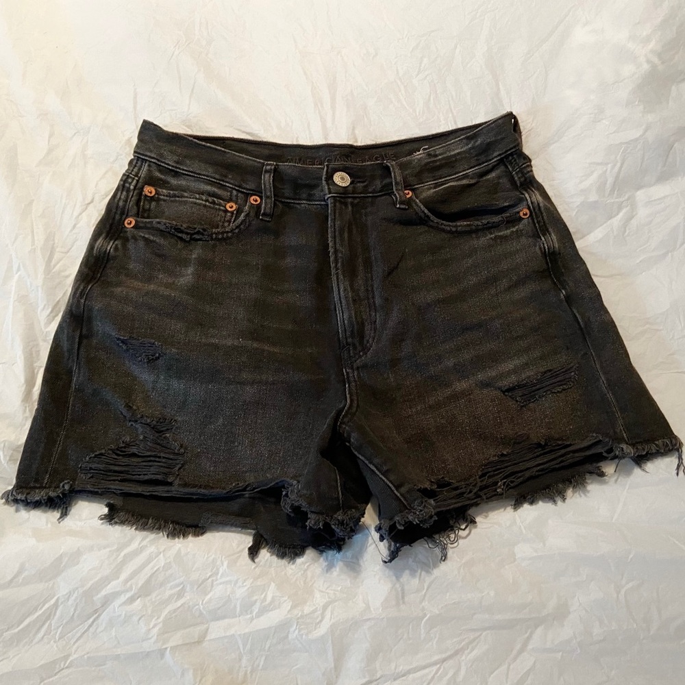 Black denim shorts